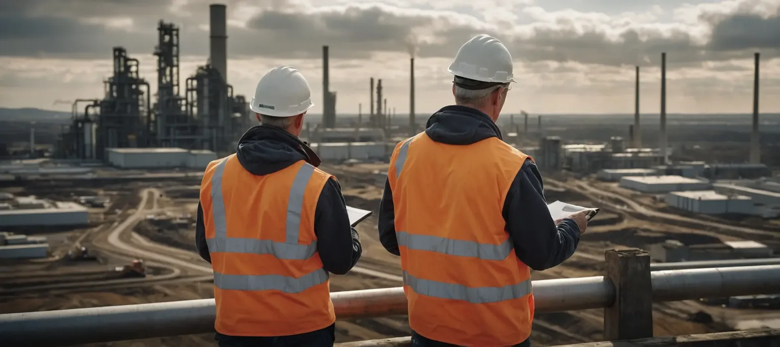 an image of a number of workers, all of whom are wearing protective equipment such as hard hats on the latest job vacancy data blog