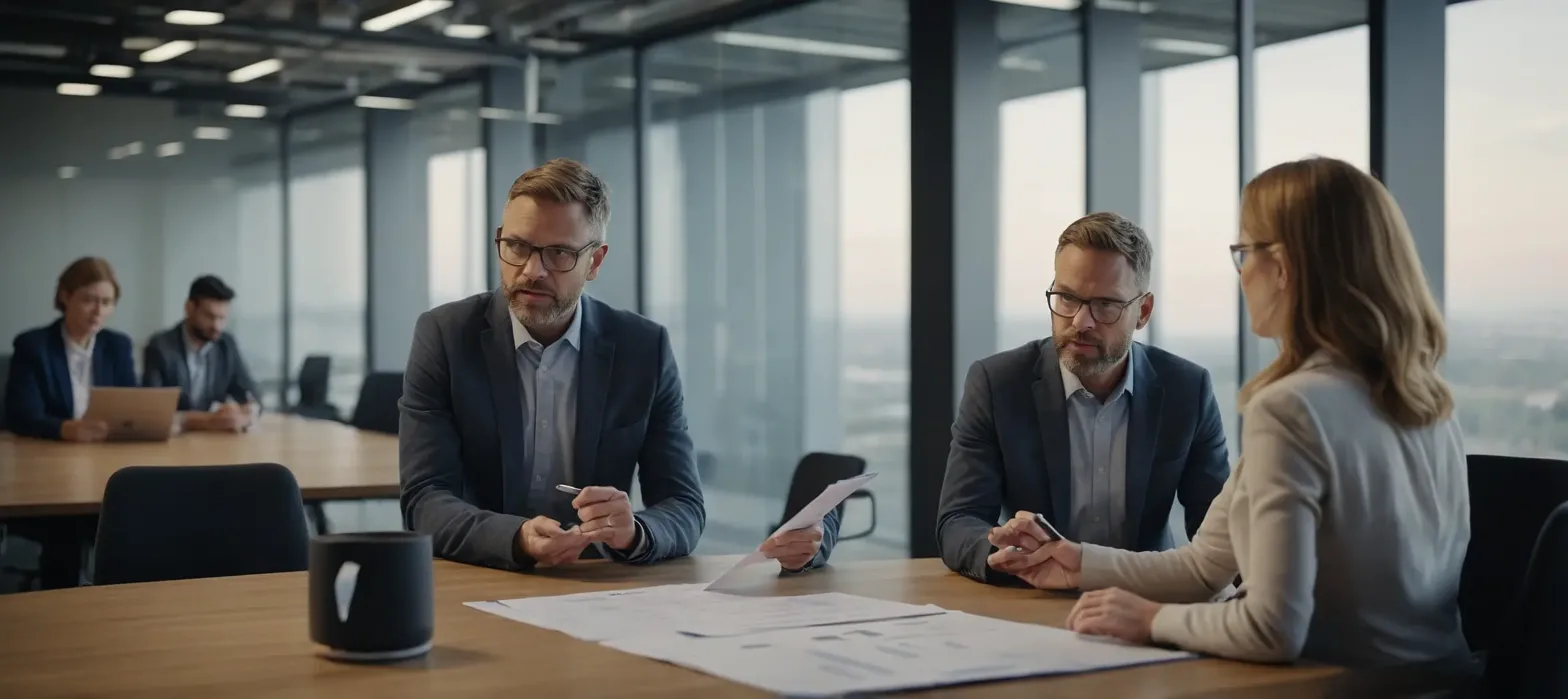 A picture of a male holding a computer screen that shows a blue positive graph to represent job vacancies