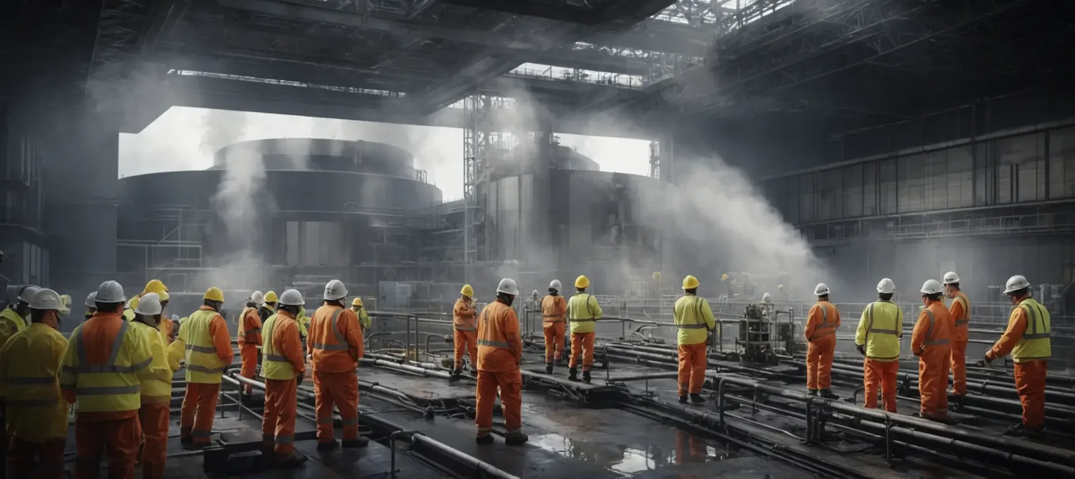 an ai generated of a nuclear power station for a blog entitled 10 questions to ask a Nuclear recruitment agency