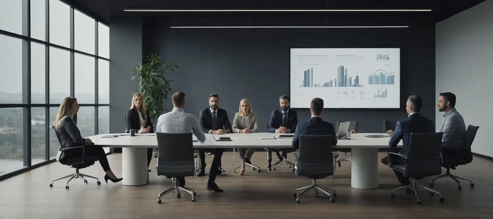 skills shortage - people standing in front of a graph that's showing a decline