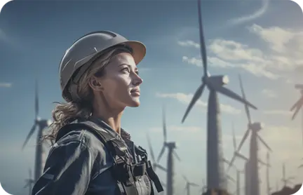 Wind energy commissioning specialist at work